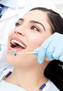 Female dental patient at dental checkup
